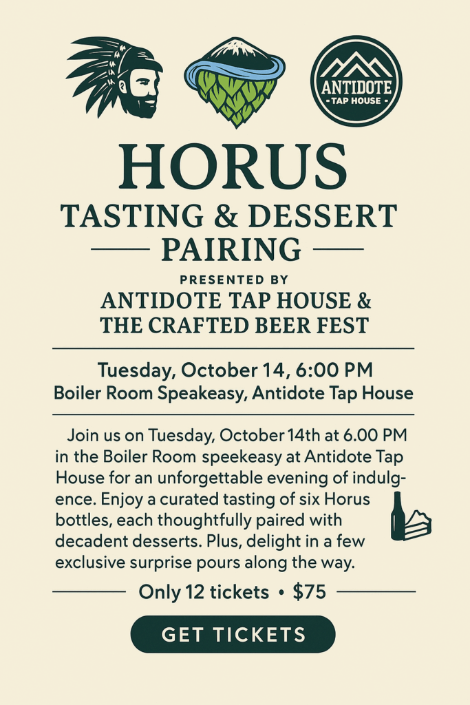 Horus tasting and dessert pairing at antidote tap house